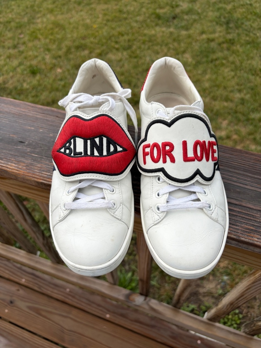 Gucci Ace “blind for love” sneakers 38.5 size 8 women.